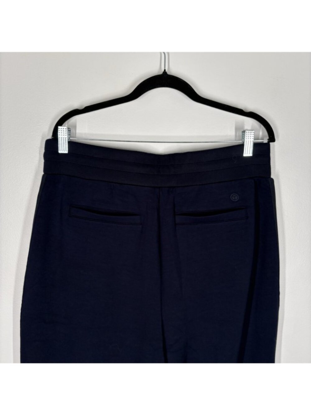 T By Talbots Women 1X Navy Blue AirKnit Stretch Wide Crop Side Stripe Pants NWOT - Picture 8 of 11